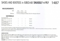 Knitting Pattern - Sirdar 1487 - Snuggly 4 Ply - Shoes & Bootees